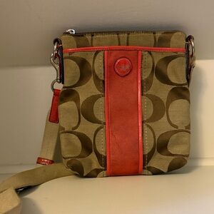 Coach Brown and Red Crossbody Bag